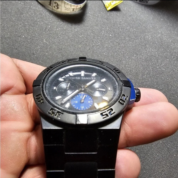 Vince Camuto Quartz Watch VC/1009BLBK The Master Blue Aluminum Black Ion-Plated - Picture 2 of 10